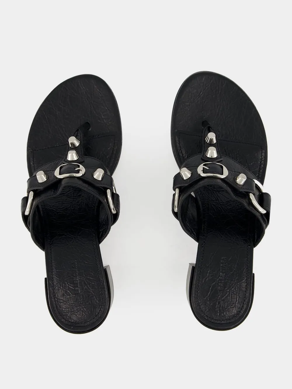 Black Mid-Heel City Tong Sandals sold by Fashion Clinic product image thumbnail 4