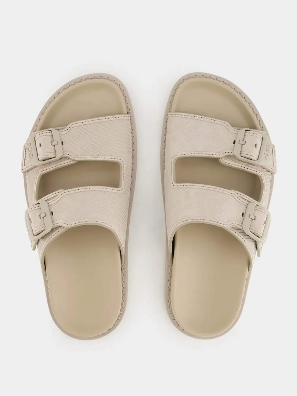 Beige Nubuck Leather Sandals with FF Motif sold by Fashion Clinic product image thumbnail 4