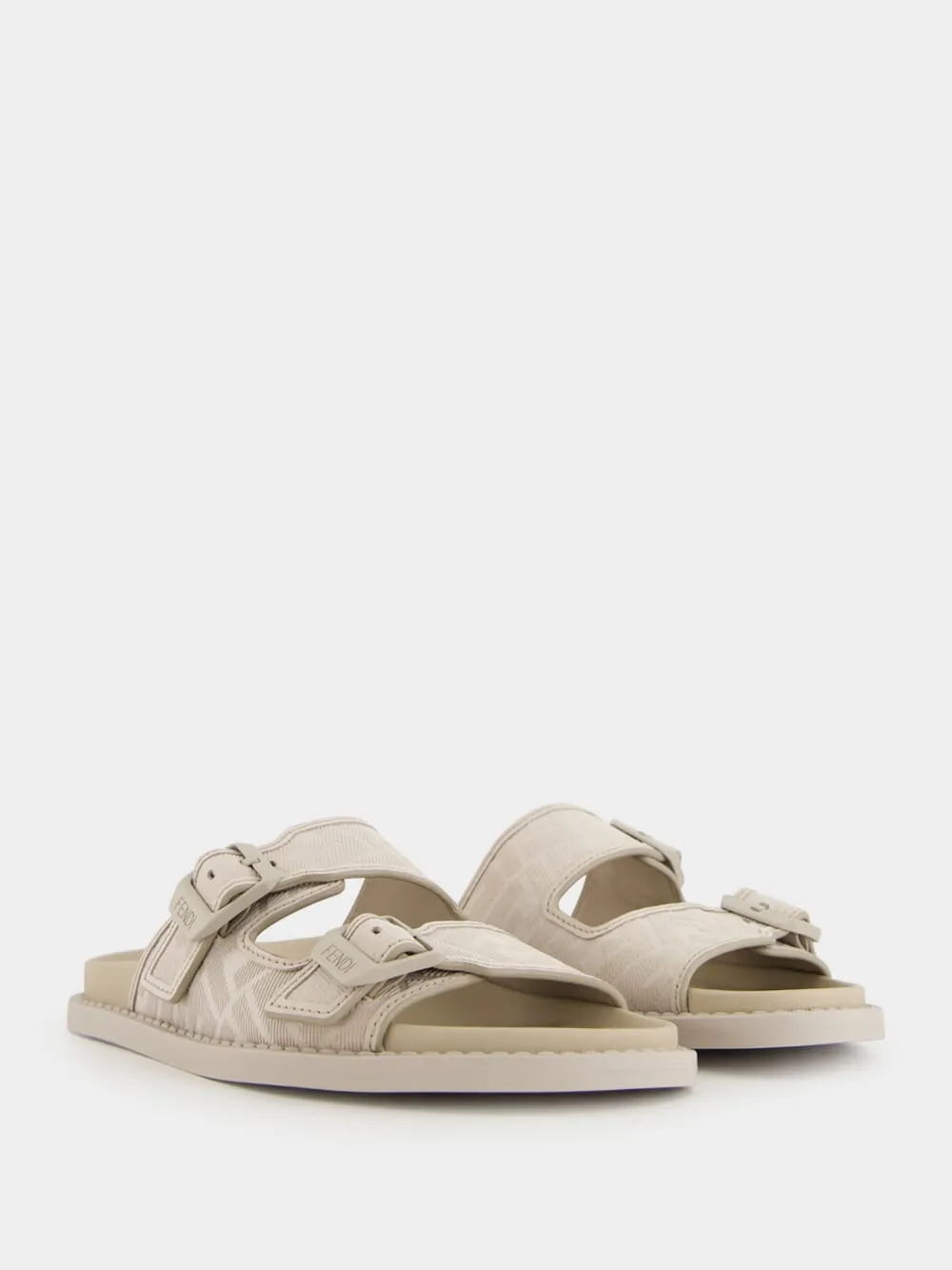 Beige Nubuck Leather Sandals with FF Motif sold by Fashion Clinic product image thumbnail 3