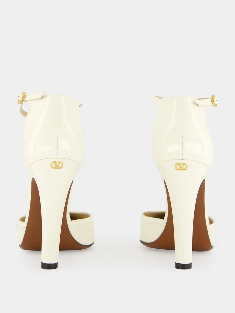 Ivory High-Heel Ankle Strap Sandals sold by Fashion Clinic product image thumbnail 5