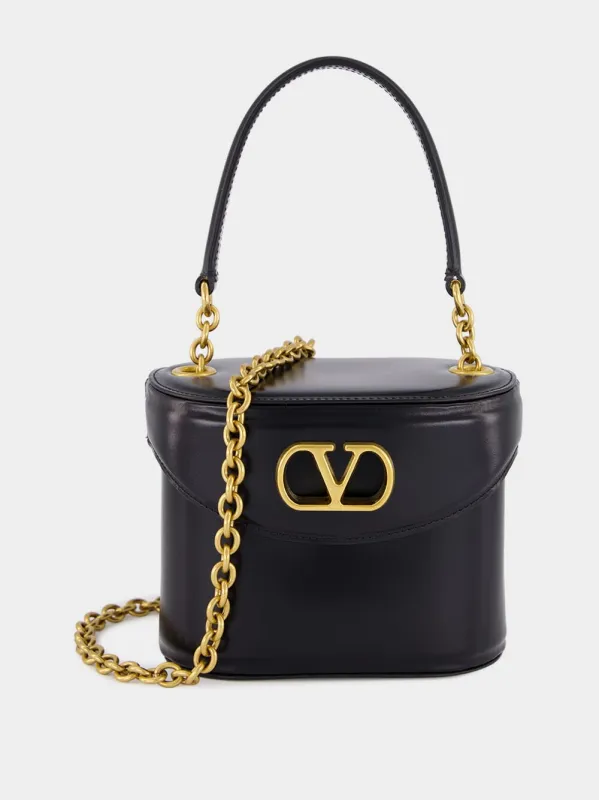 Black Shiny Leather Vanity Bag made by Valentino Garavani