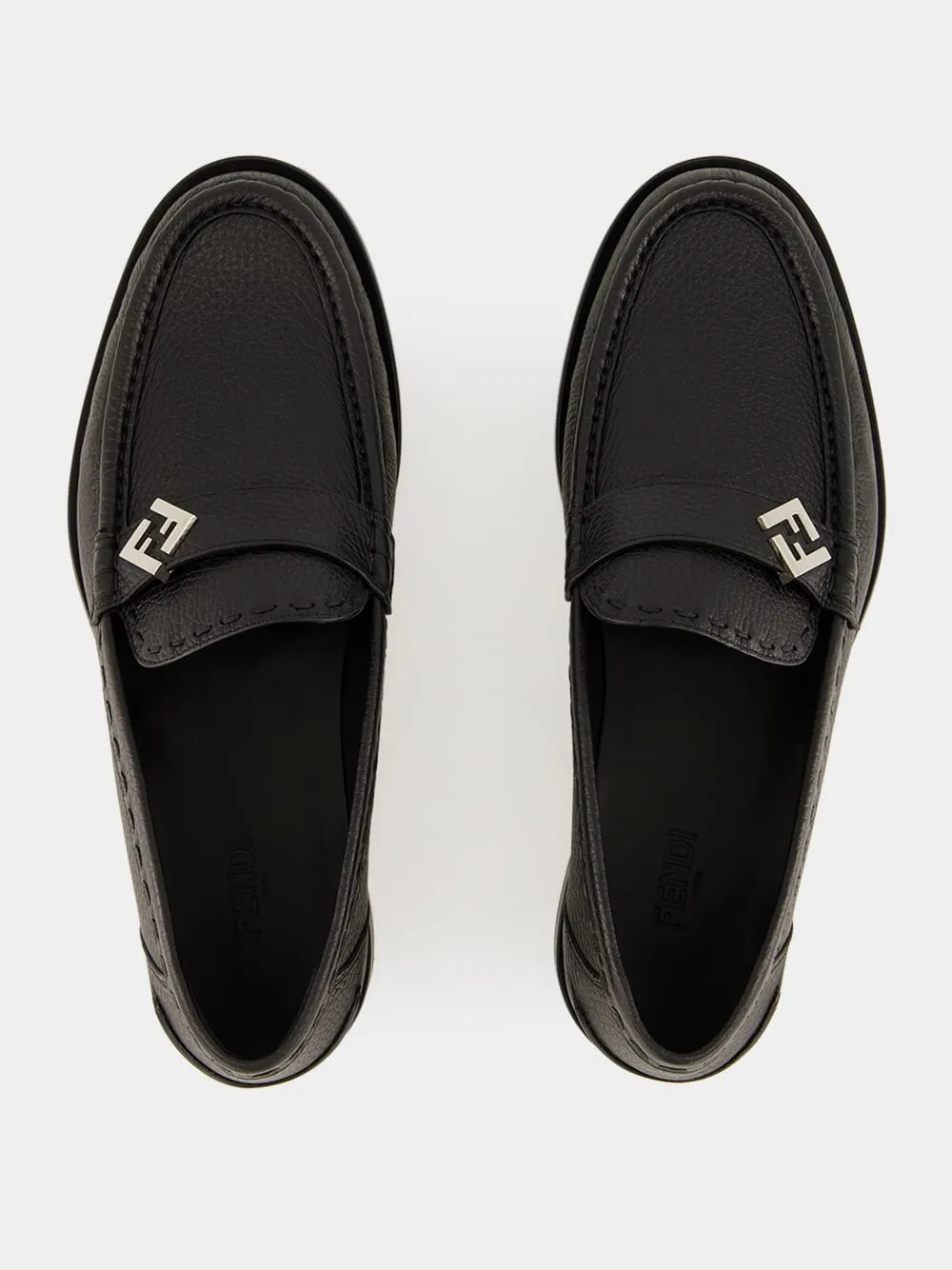 Black FF Metal Selleria Loafers sold by Fashion Clinic product image thumbnail 4