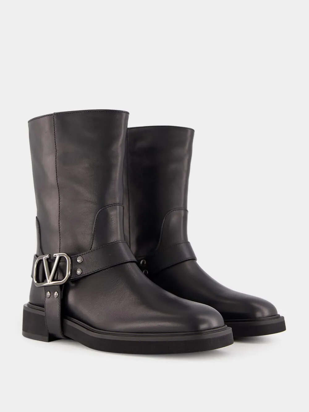 Black Leather Biker Boots sold by Fashion Clinic product image thumbnail 3
