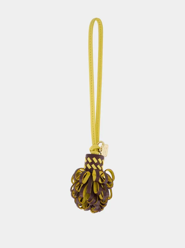 Brown and Yellow Nappa Leather Key Chain made by Miu Miu