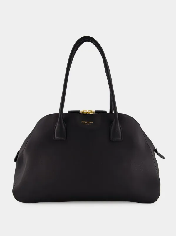 Black Medium Leather Tote Bag made by Prada