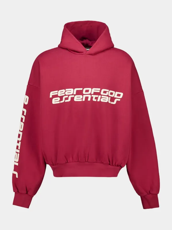 Crimson Cropped Relaxed Hooded Sweatshirt made by Fear of God