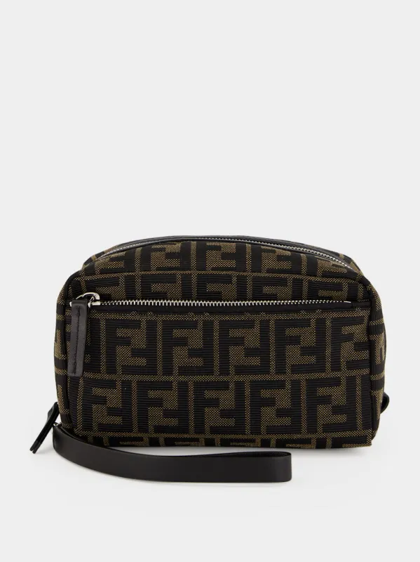 Brown FF Zucca Micro Toiletry Case made by Fendi