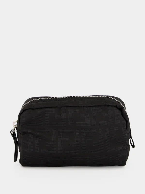 Black FF Zucca Double Zip Small Toiletry Case made by Fendi