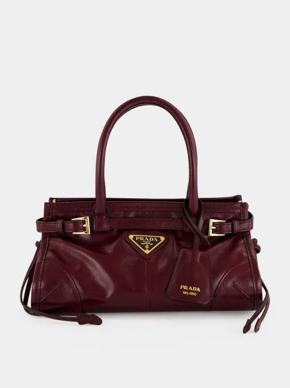 Burgundy Bonnie Leather Mini Bag made by Prada