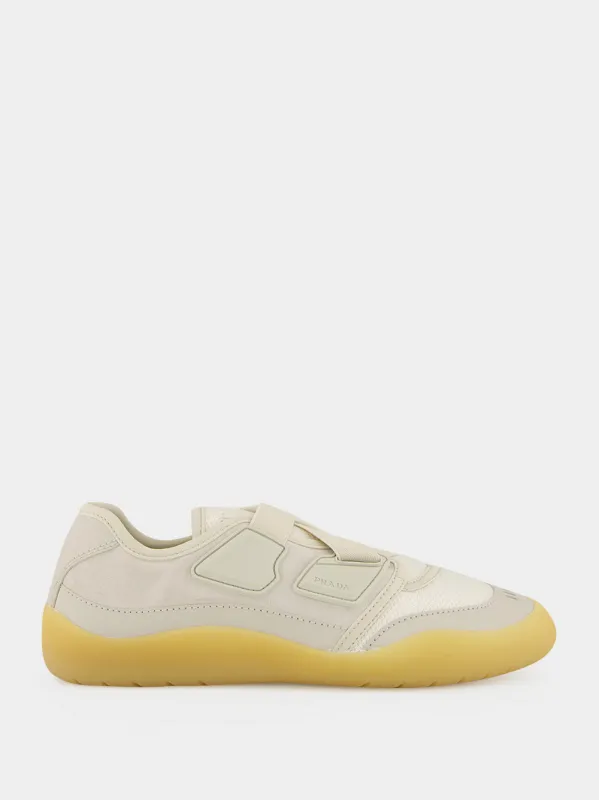 Crystal Speedrock Leather Sneakers made by Prada