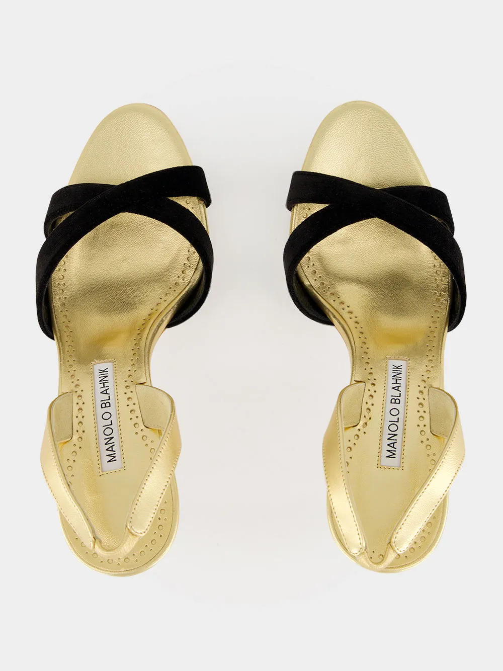 Gold and Black Velvet Slingback Sandals sold by Fashion Clinic product image thumbnail 4