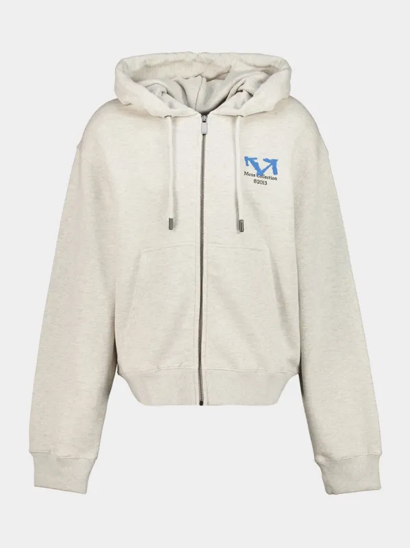 Pale Blue Half Arrow Zip Hooded Sweatshirt made by Off-White