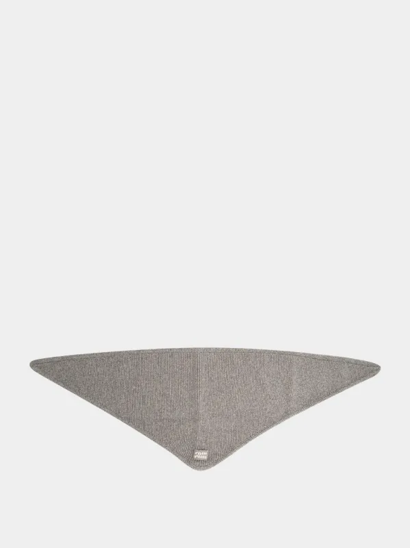 Grey Wool Cashmere Knit Scarf made by Miu Miu