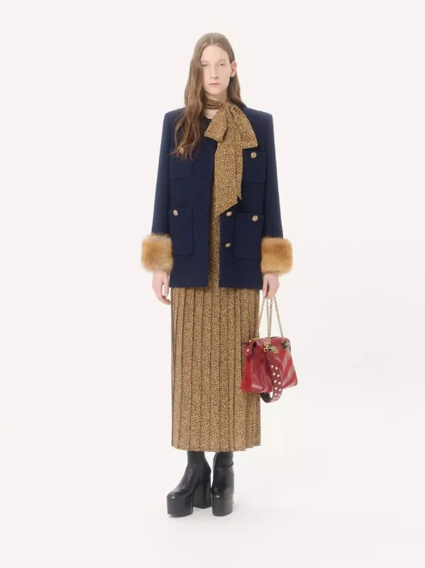 Navy Wool Tweed Caban Jacket made by Valentino Garavani