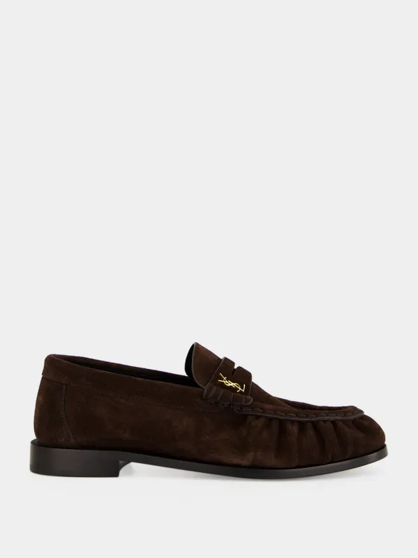 Dark Chocolate Le Loafer Suede Loafers made by Yves Saint Laurent