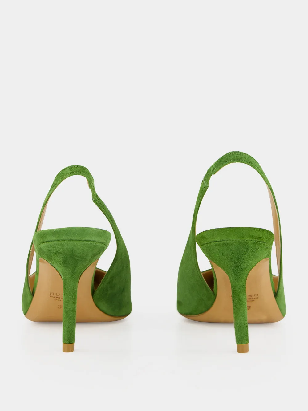 Green Suede Asymmetric Slingback Pumps sold by Fashion Clinic product image thumbnail 5