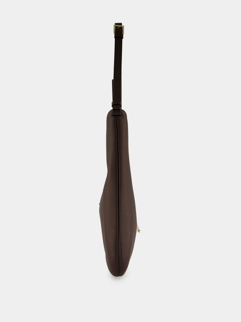 Chocolate Brown Grain Leather Hobo Bag sold by Fashion Clinic product image thumbnail 3