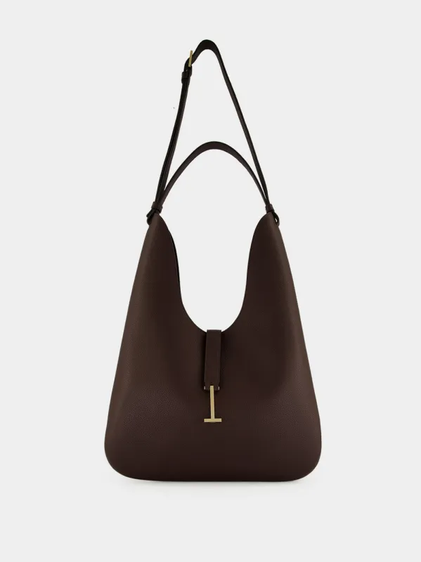 Chocolate Brown Grain Leather Hobo Bag made by Tom Ford