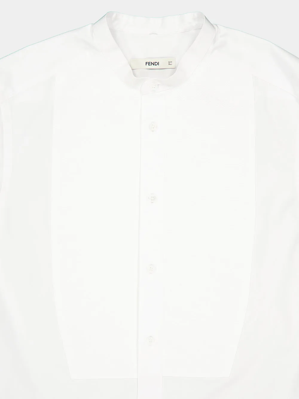 White Cotton Poplin Mandarin Collar Shirt sold by Fashion Clinic product image thumbnail 4
