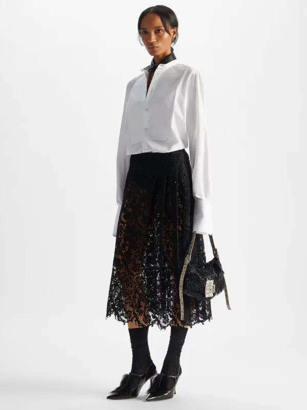 White Cotton Poplin Mandarin Collar Shirt made by Fendi