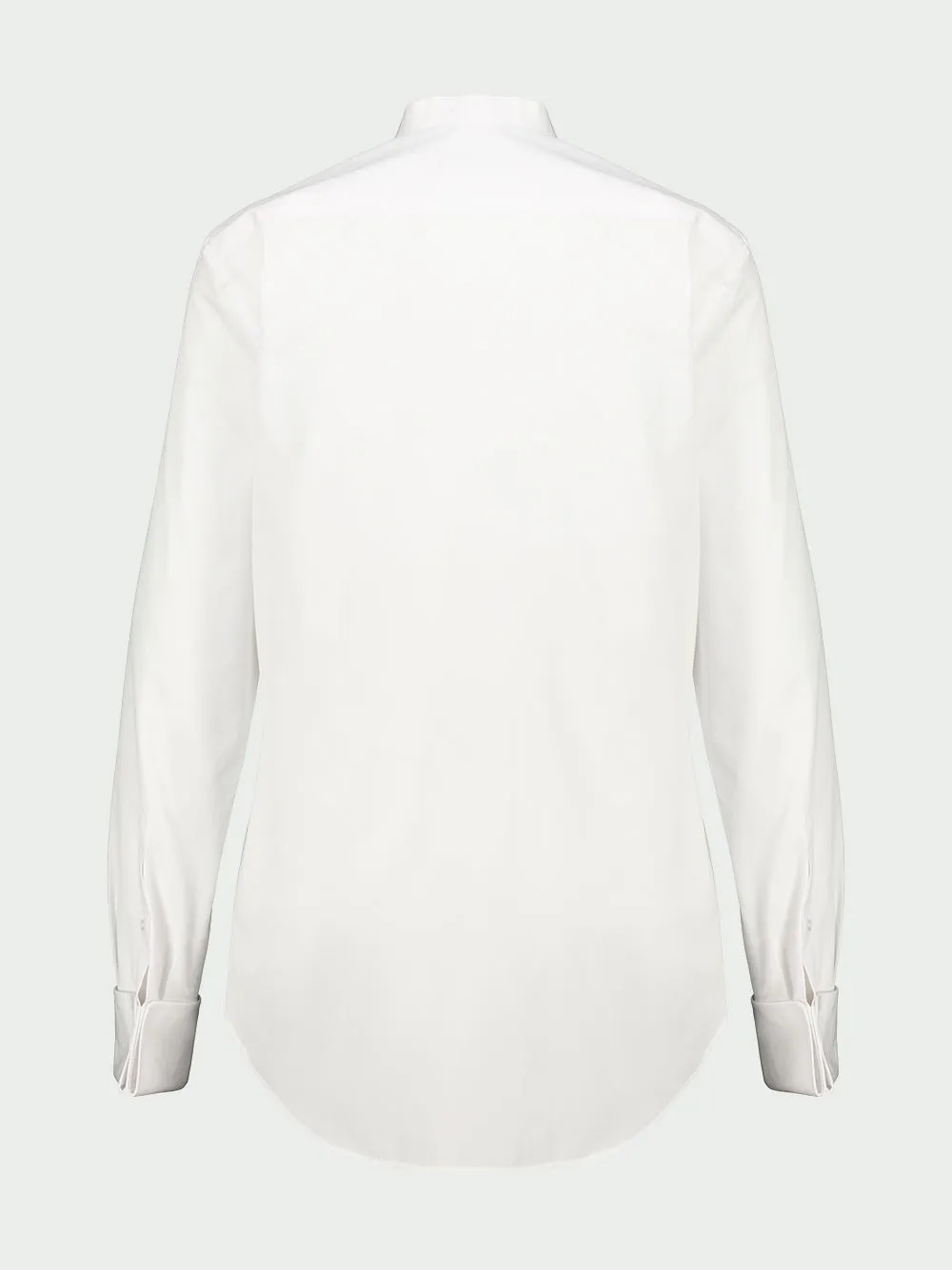 White Cotton Poplin Mandarin Collar Shirt sold by Fashion Clinic product image thumbnail 3