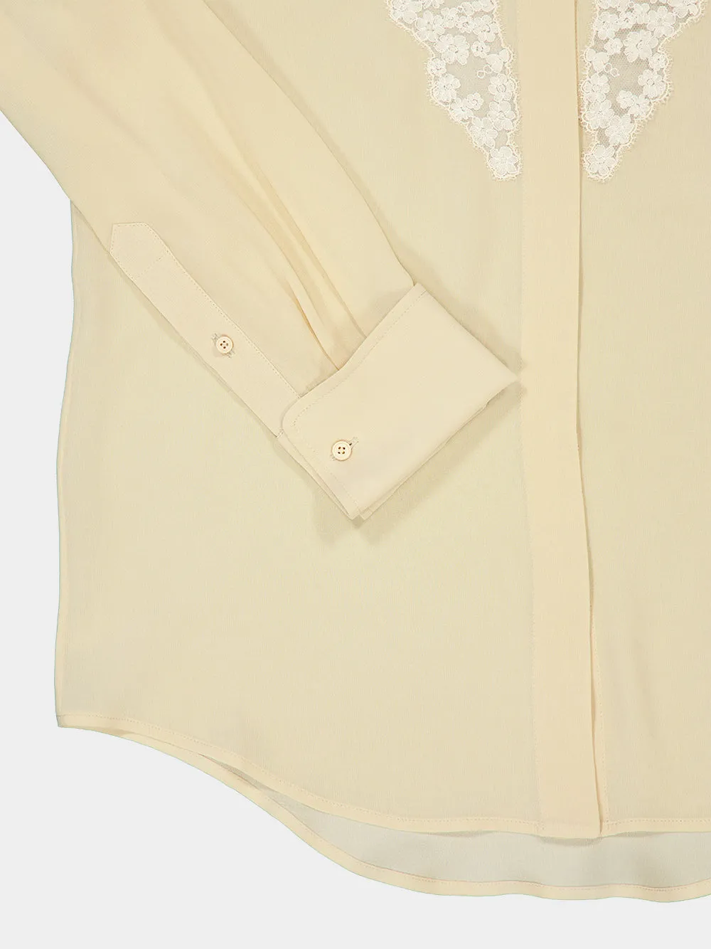 Beige Silk Georgette Lace Trim Shirt sold by Fashion Clinic product image thumbnail 5