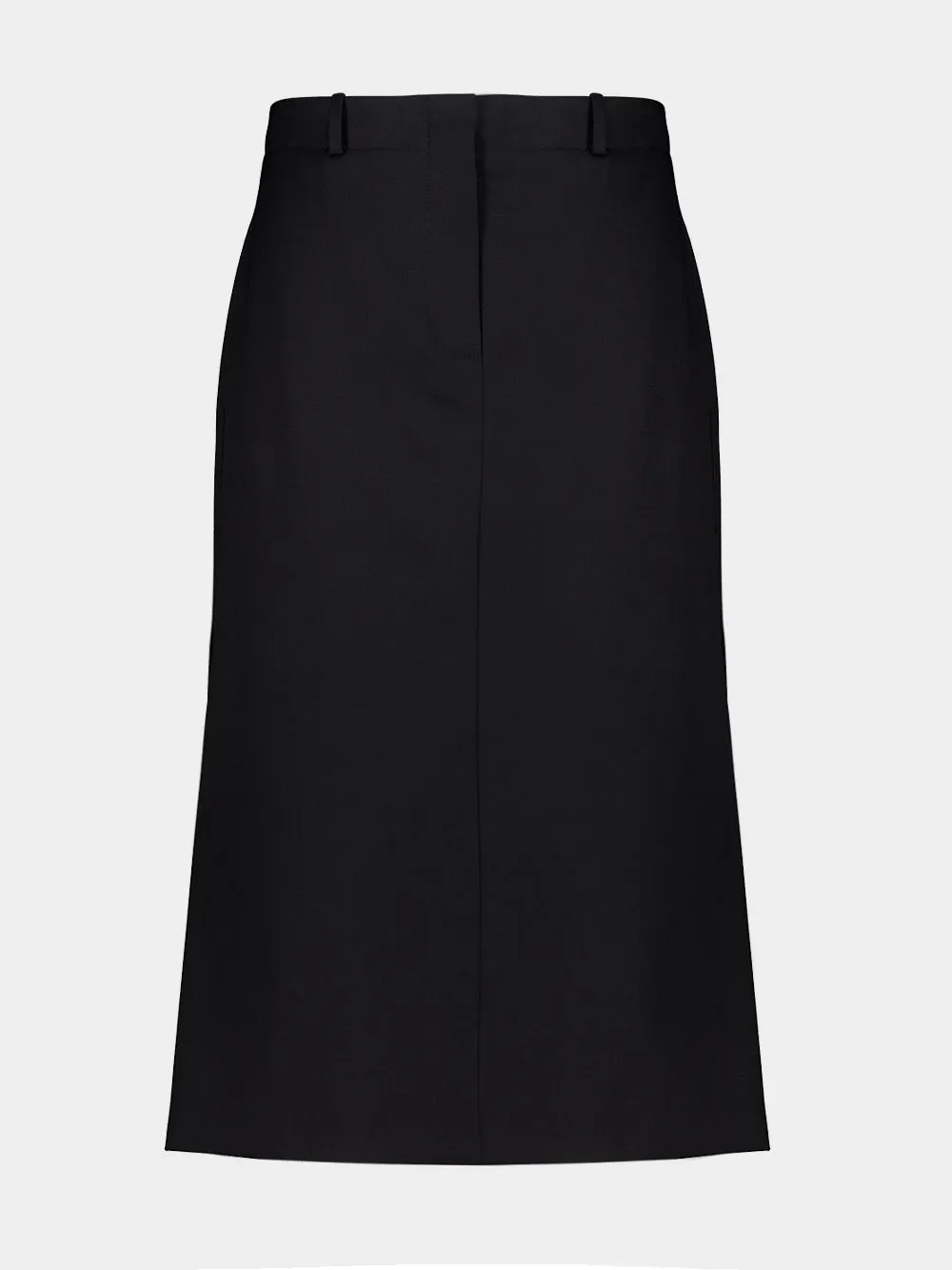 Black Grain de Poudre Wool Midi Skirt sold by Fashion Clinic product image thumbnail 2