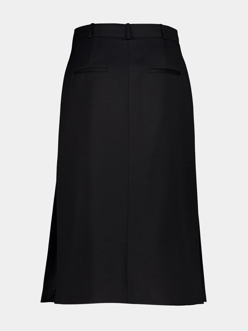 Black Grain de Poudre Wool Midi Skirt sold by Fashion Clinic product image thumbnail 3