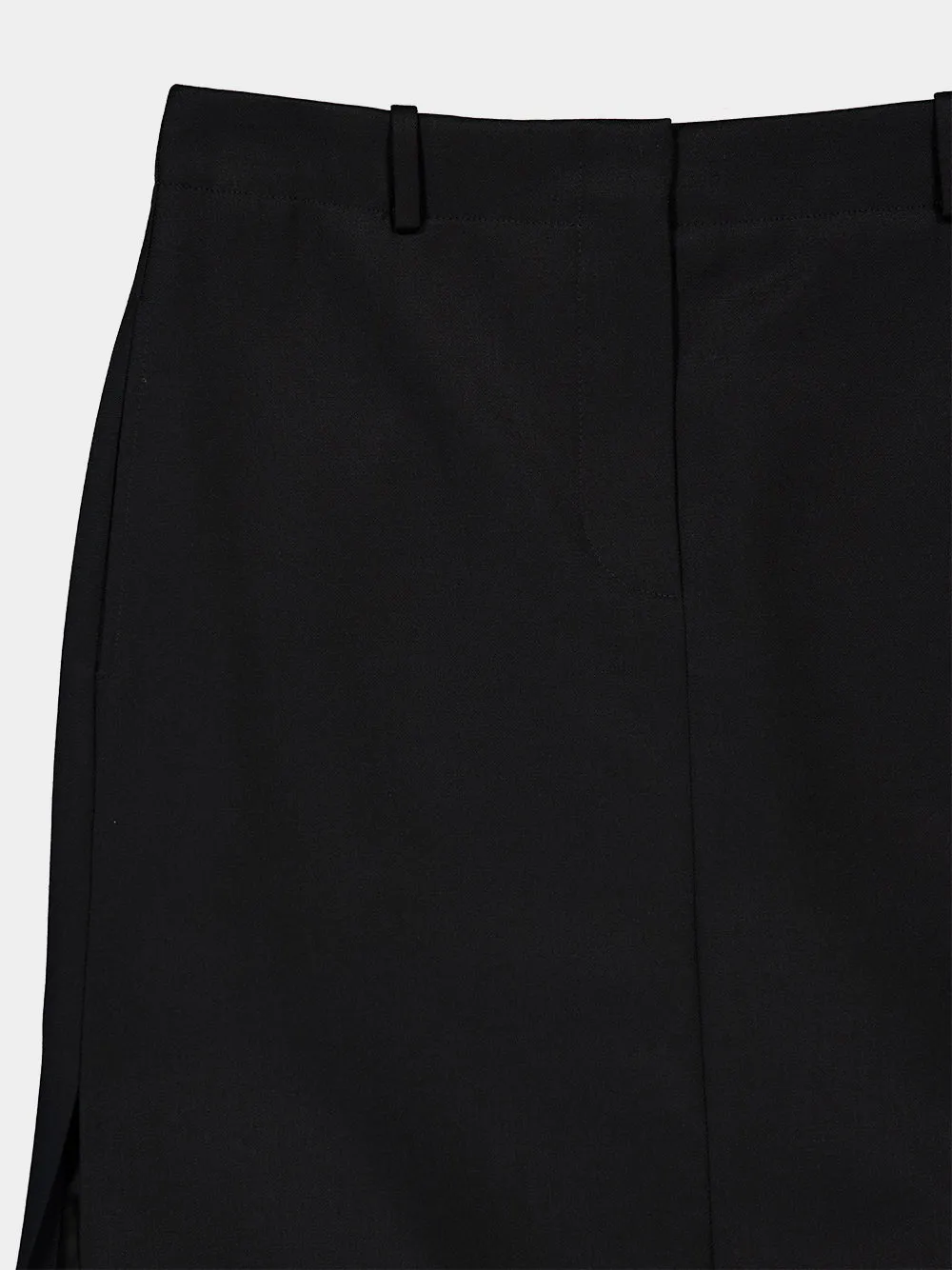 Black Grain de Poudre Wool Midi Skirt sold by Fashion Clinic product image thumbnail 4