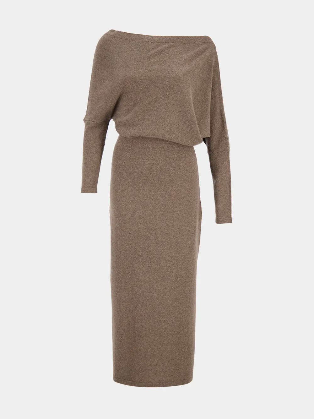 Cocoa Melange Kasos Cashmere Maxi Dress sold by Fashion Clinic