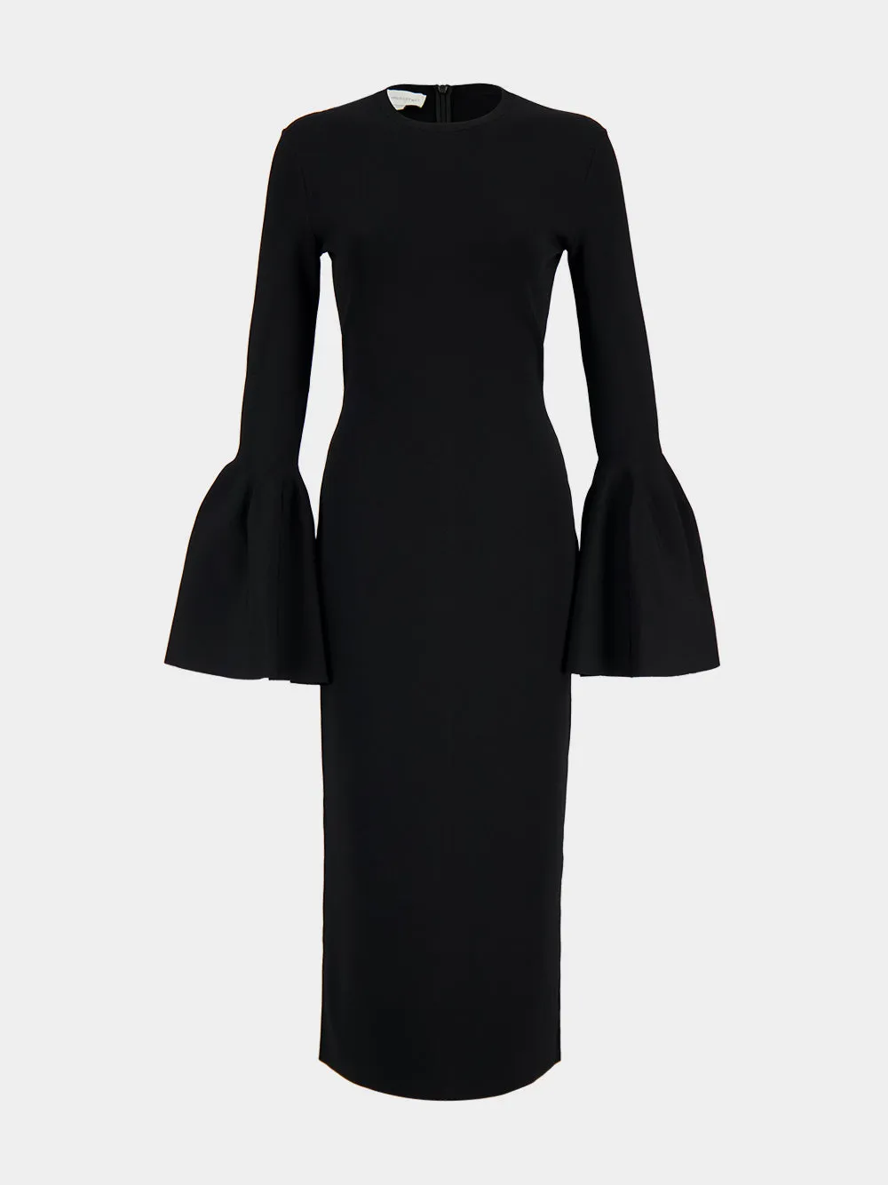 Black Knitted Midi Dress with Flared Sleeves sold by Fashion Clinic