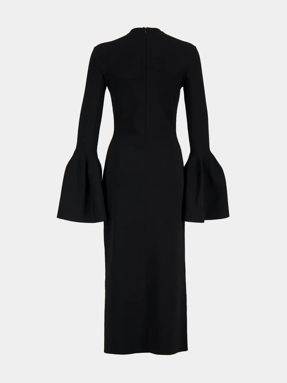 Black Knitted Midi Dress with Flared Sleeves sold by Fashion Clinic product image thumbnail 2