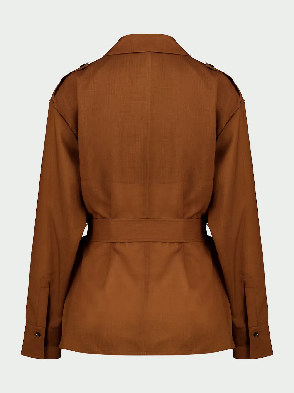 Cognac Belted Virgin Wool Blazer sold by Fashion Clinic product image thumbnail 4