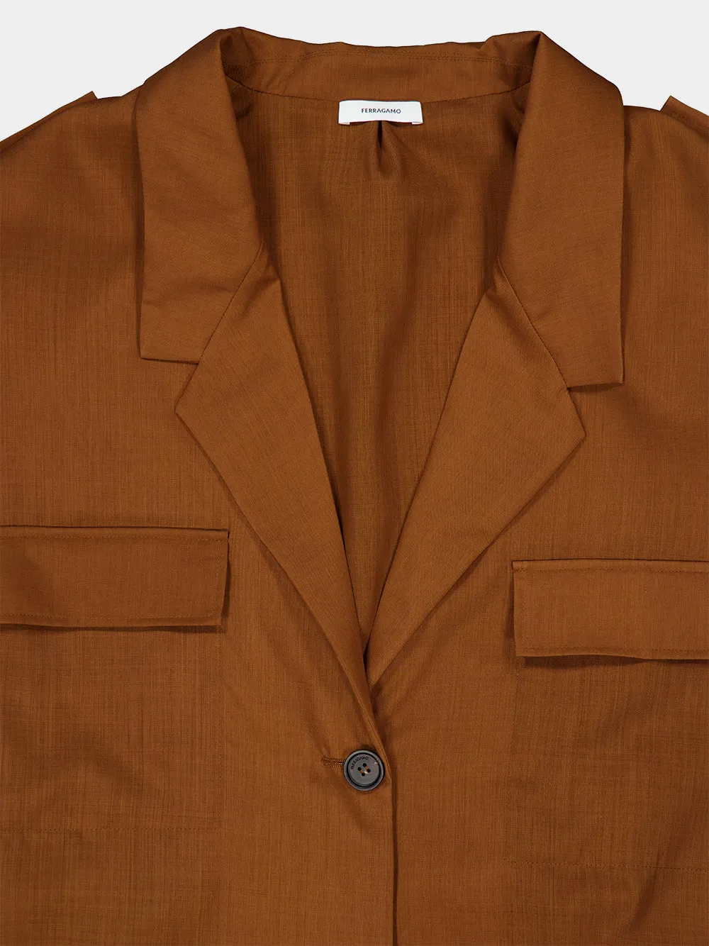 Cognac Belted Virgin Wool Blazer sold by Fashion Clinic product image thumbnail 5