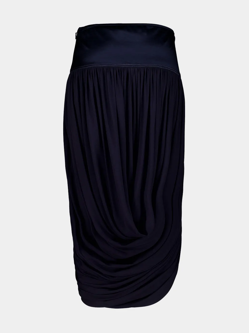Dark Blue Draped Midi Viscose Skirt sold by Fashion Clinic product image thumbnail 2