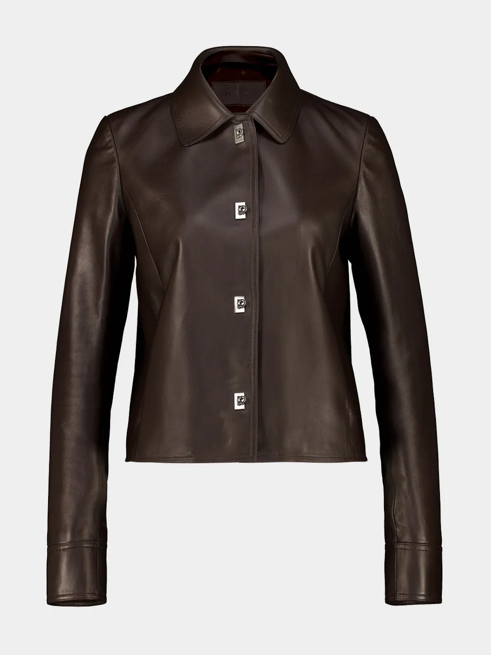 Espresso Boxy Nubuck Leather Jacket sold by Fashion Clinic product image thumbnail 2