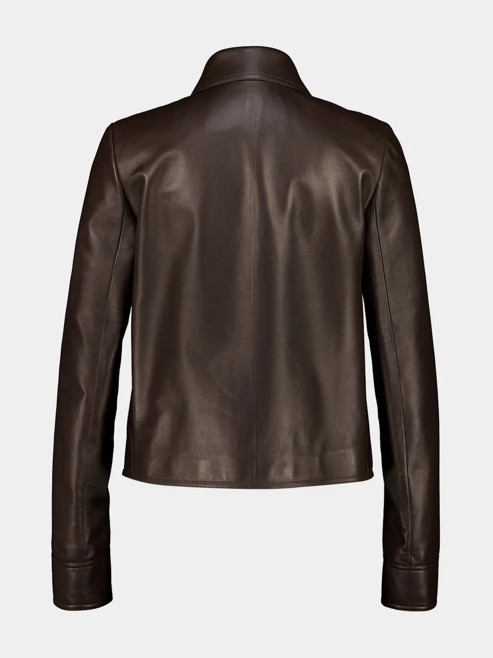 Espresso Boxy Nubuck Leather Jacket sold by Fashion Clinic product image thumbnail 4