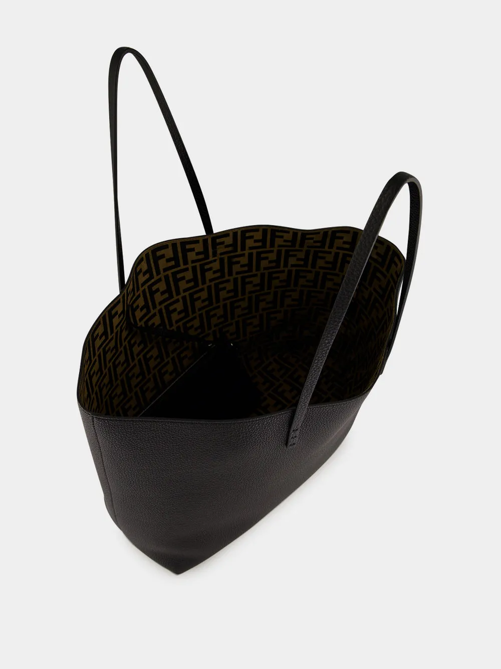 Black Medium Roll Leather Tote Bag sold by Fashion Clinic product image thumbnail 5
