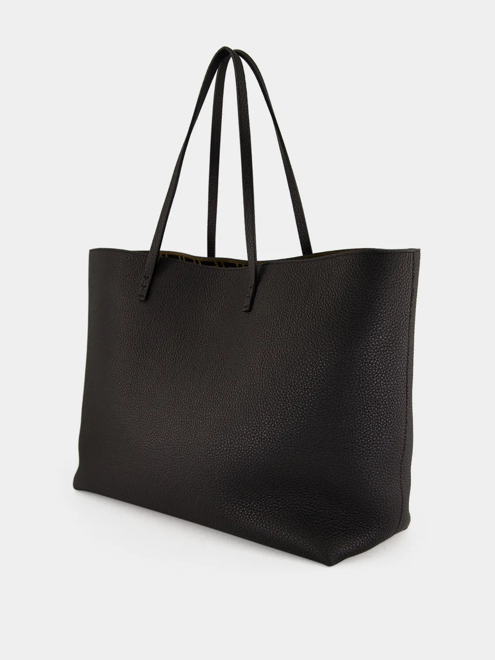 Black Medium Roll Leather Tote Bag sold by Fashion Clinic product image thumbnail 4