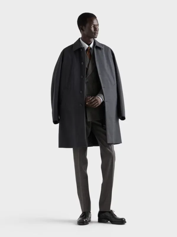 Anthracite Grey Technical Wool Coat made by Prada