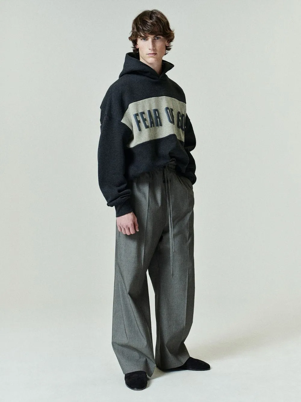 Iron Grey Heather Panelled Hooded Sweatshirt sold by Fashion Clinic