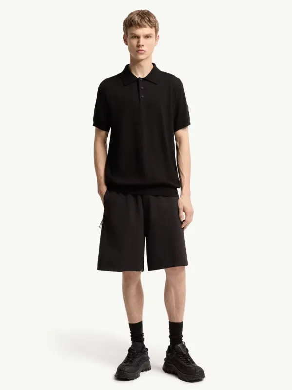 Black Logo Cotton Knit Polo made by Moncler