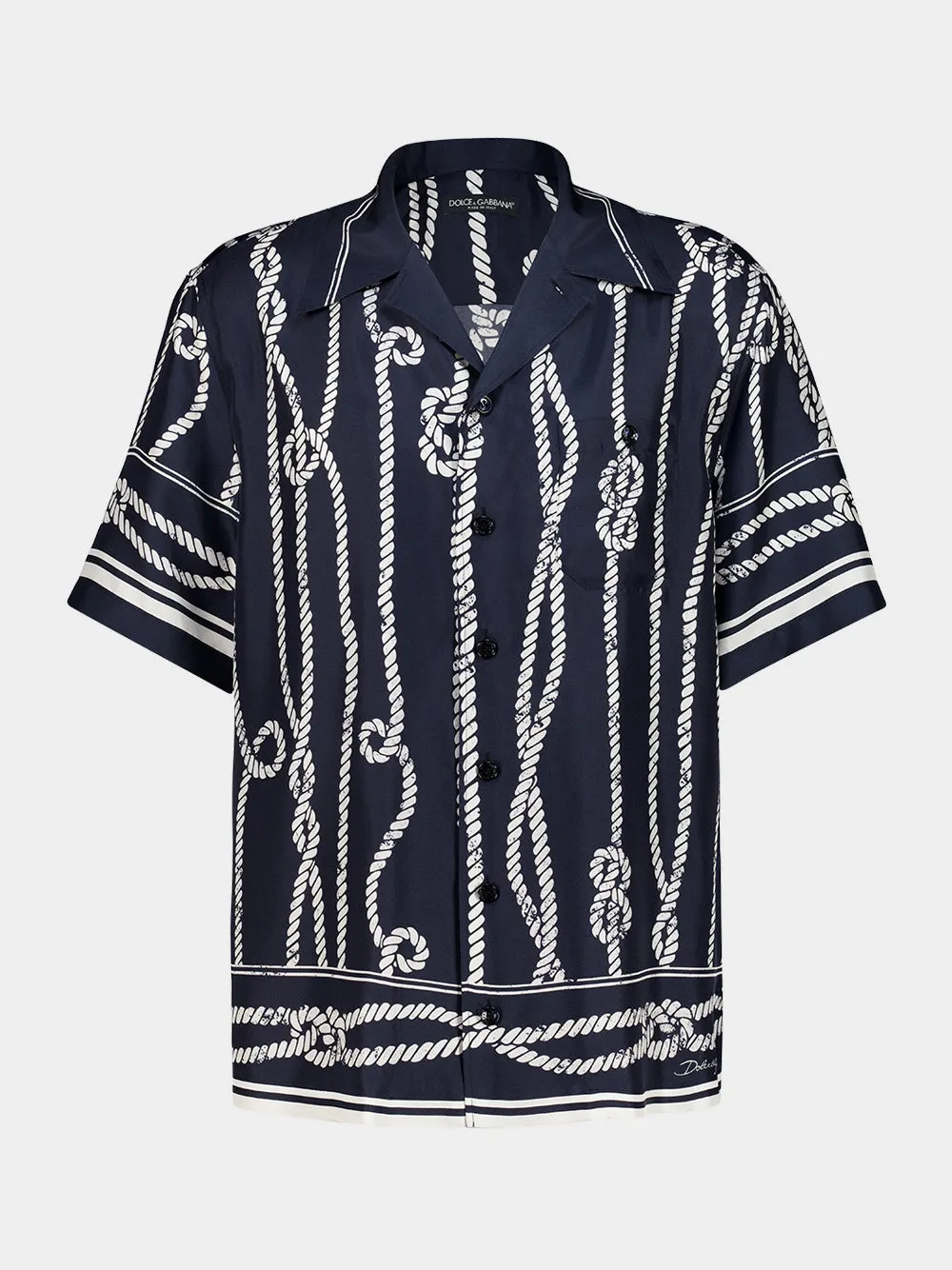 Blue Marina Print Silk Hawaii Shirt sold by Fashion Clinic product image thumbnail 2