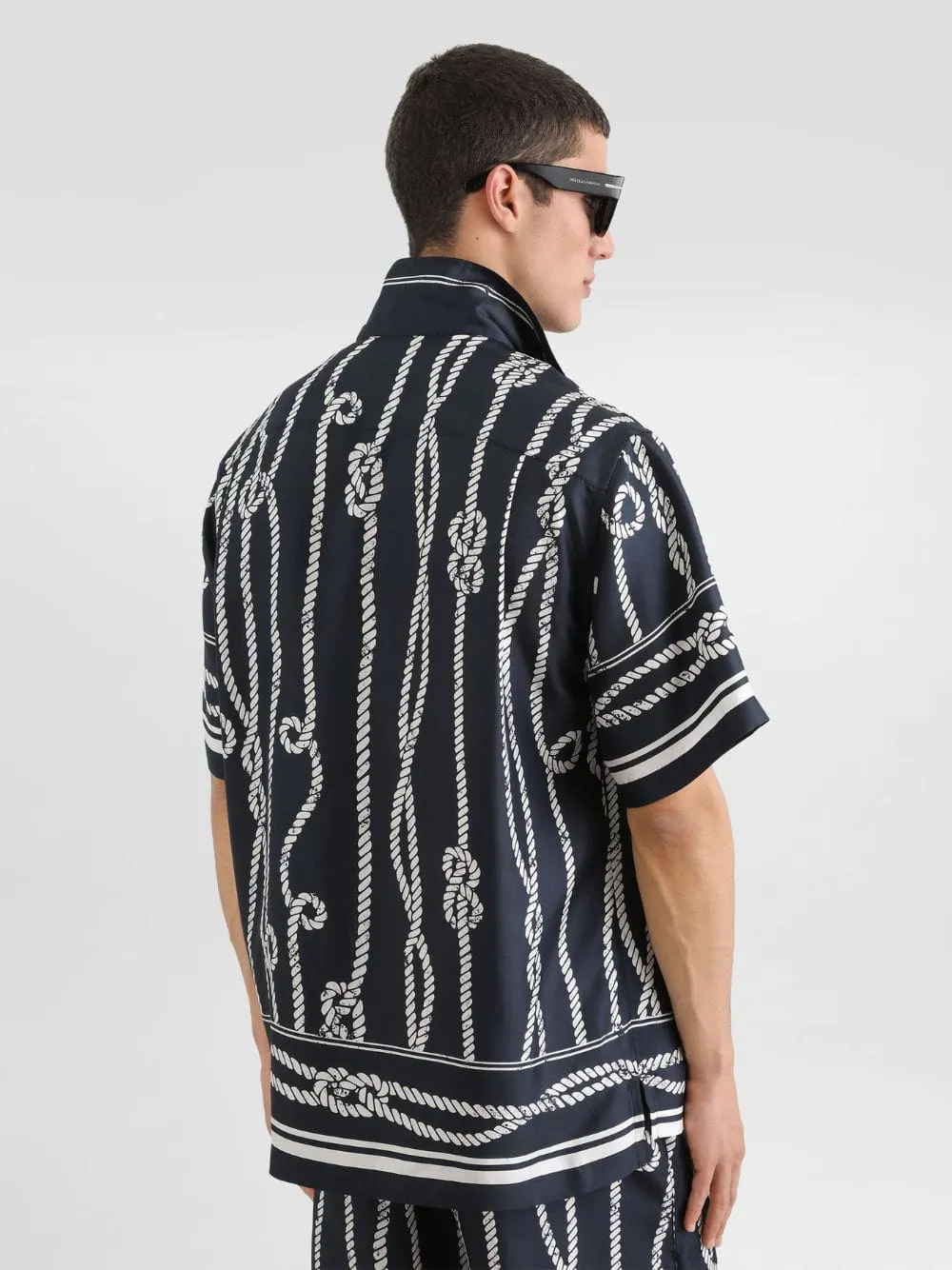 Blue Marina Print Silk Hawaii Shirt sold by Fashion Clinic product image thumbnail 3