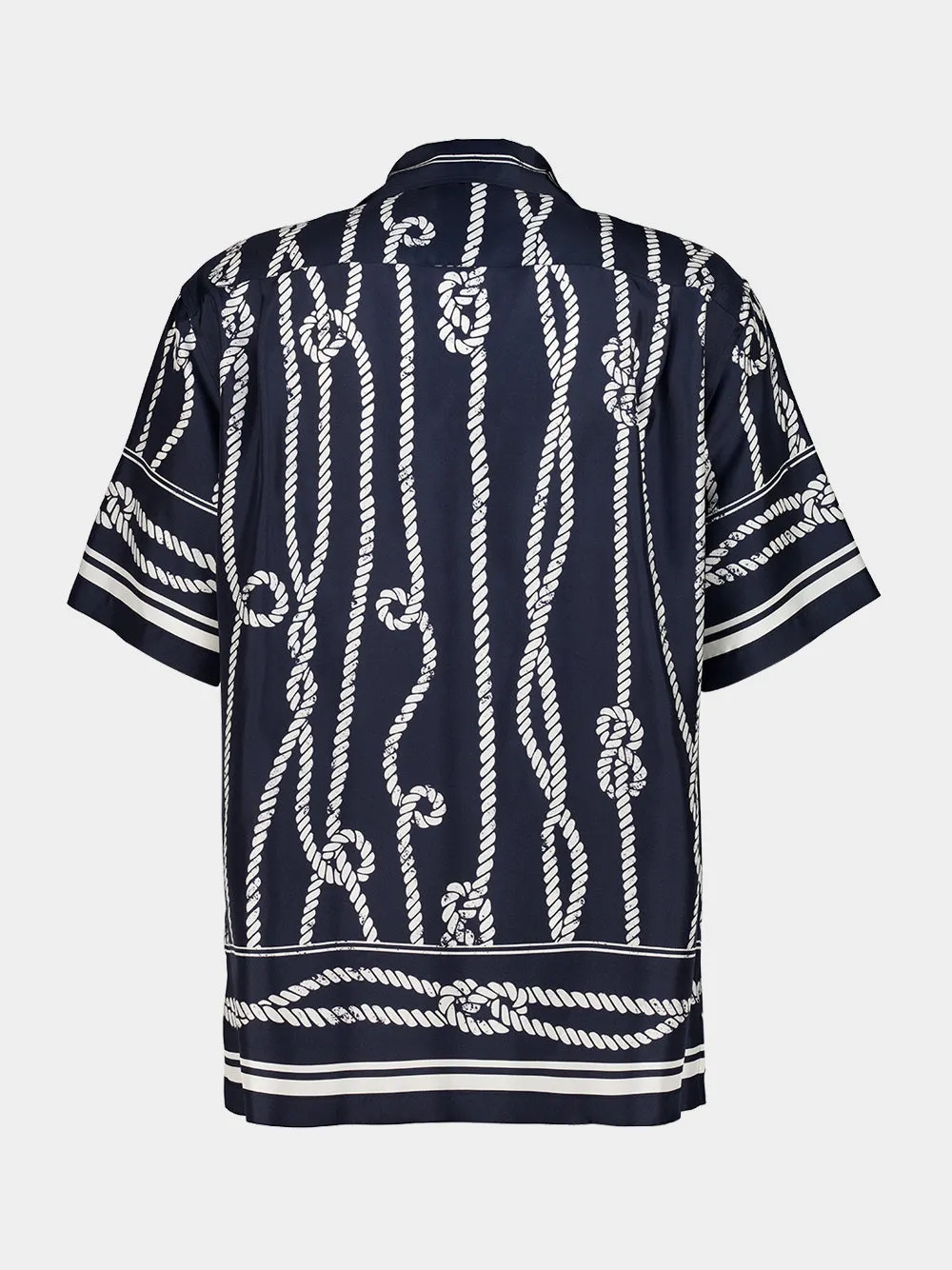 Blue Marina Print Silk Hawaii Shirt sold by Fashion Clinic product image thumbnail 4
