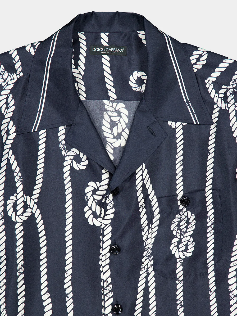 Blue Marina Print Silk Hawaii Shirt sold by Fashion Clinic product image thumbnail 5