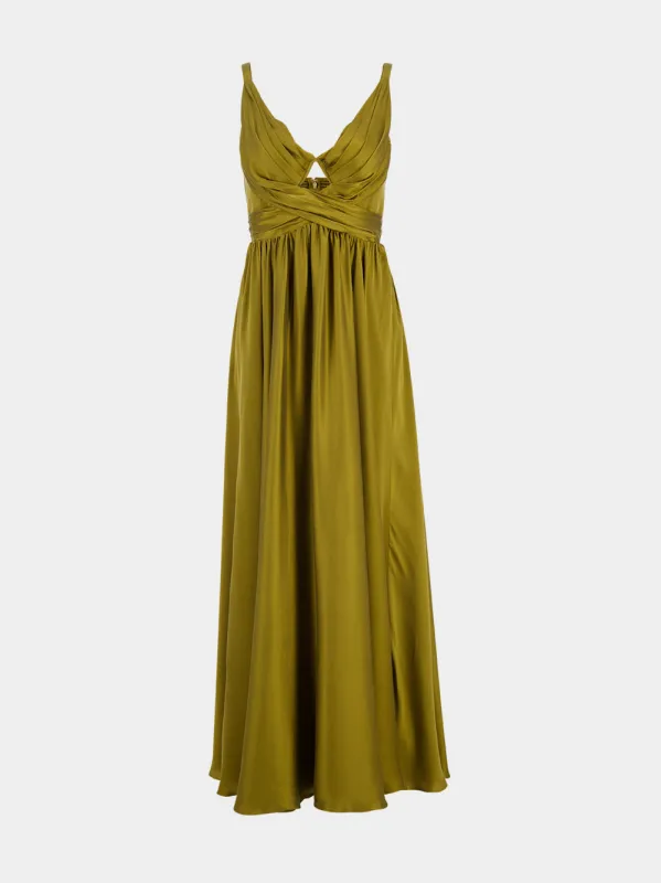 Olive Draped Silk Maxi Dress made by Zimmermann