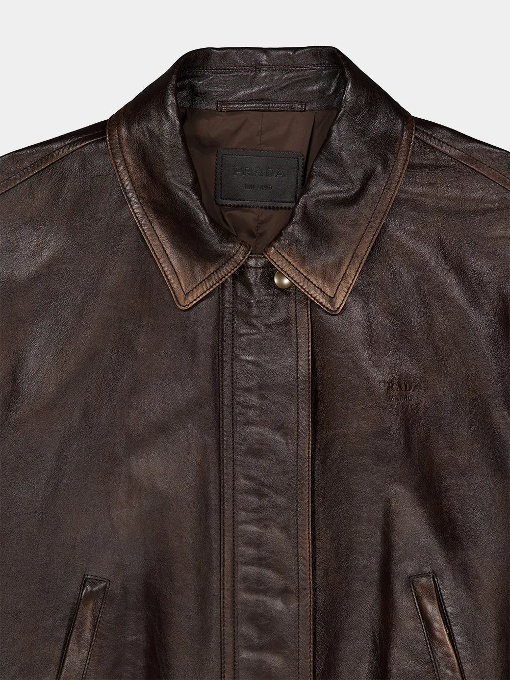 Brown Leather Bomber Jacket sold by Fashion Clinic product image thumbnail 3