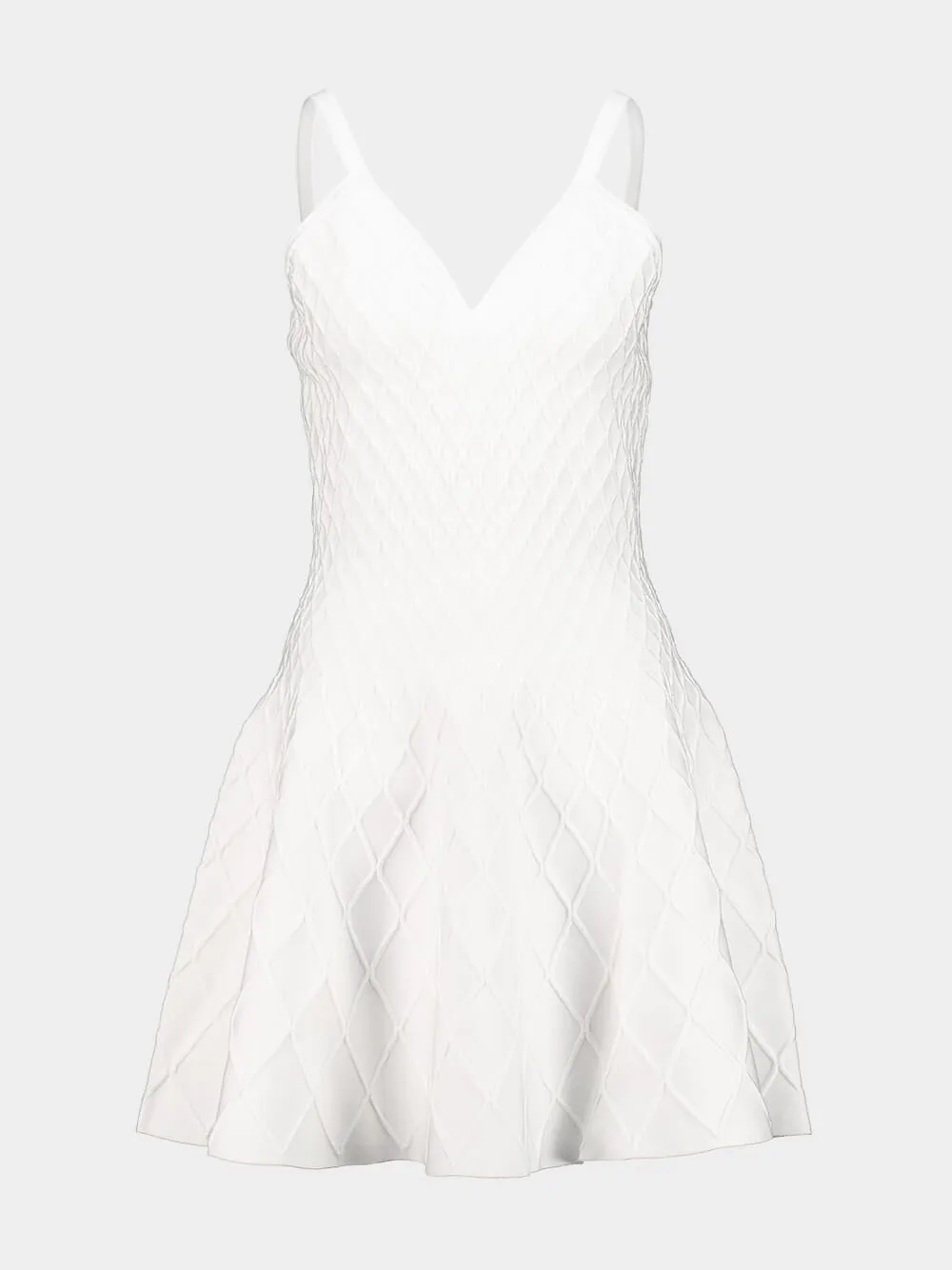 White Quilted Knit Mini Dress sold by Fashion Clinic