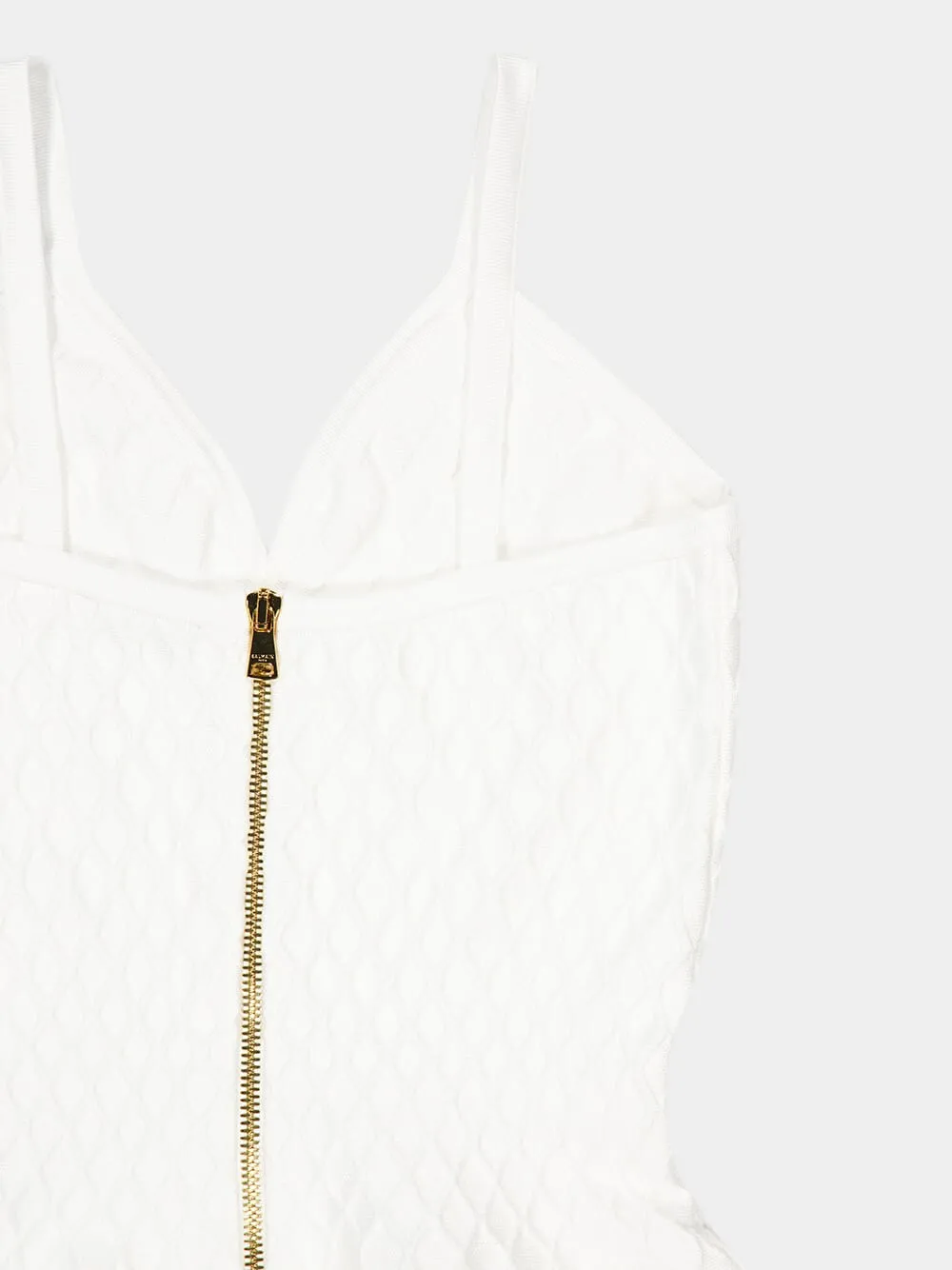 White Quilted Knit Mini Dress sold by Fashion Clinic product image thumbnail 4